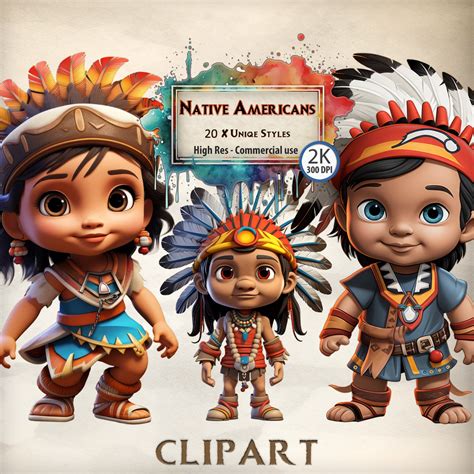 Indian Clipart Children's Native American Indian Graphics Cowboys and ...