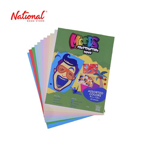 MOODS CONSTRUCTION PAPER 20S ASSORTED COLOR 9X12 INCHES - SCHOOL SUPPLIES