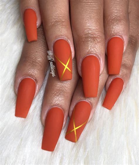 orange matte nails