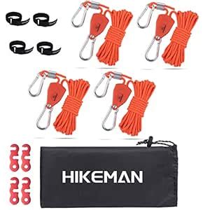 Hikeman Camping Rope with Ratchet Pulley,Quick Setup Outdoor Guy Lines ...