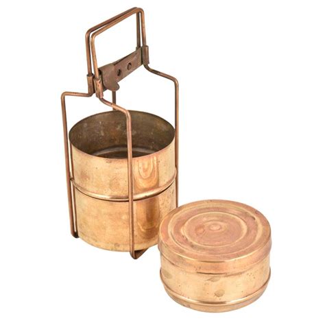 Old Rare 3 Tier Brass Food Box Tiffin Box With Lock System