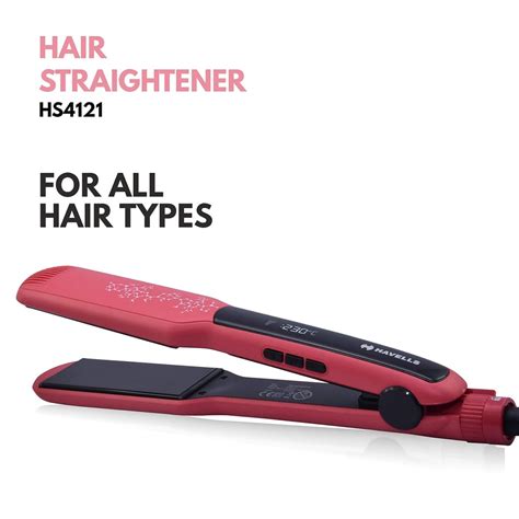 Havells Wide Plate Hair Straightener - HS4121 (Red_Free Size)