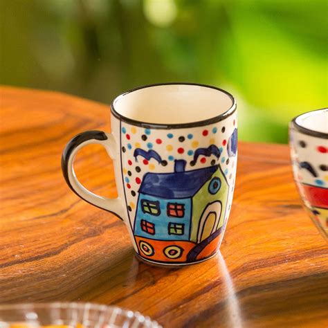 Buy Nikaanch Creations Ceramic Hut Hand-Painted Serving Tea, Coffee ...