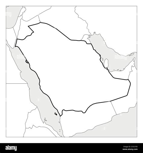 Map of Saudi Arabia black thick outline highlighted with neighbor countries Stock Vector Image ...
