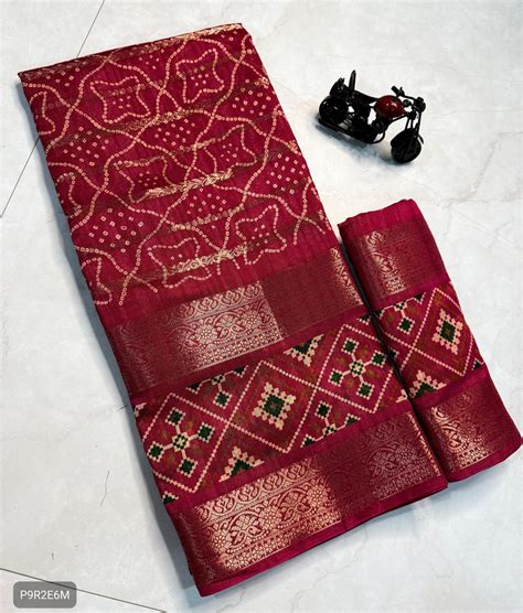 Leheriya Candy Cotton Silk Saree with Jacquard Border & Running Blouse ...