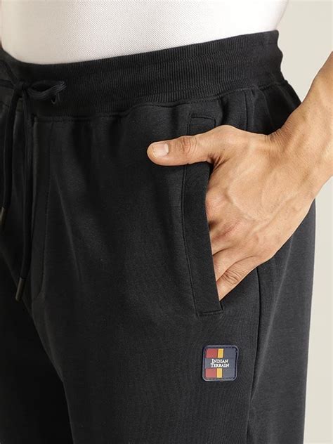 Buy Men Solid Cotton Blend Jogger Online | Indian Terrain
