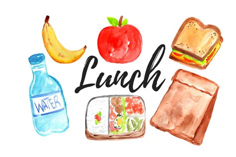 Watercolor lunch clipart | Clip art, Lunch, Watercolor clipart