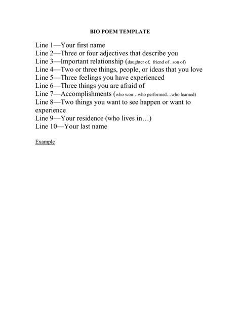 Image result for Bio Poem Examples