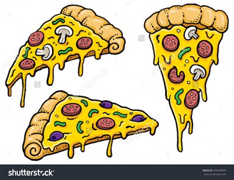 Cartoon Pizza Slices Dripping Cheese Vector Stock Vector 394078876 ...