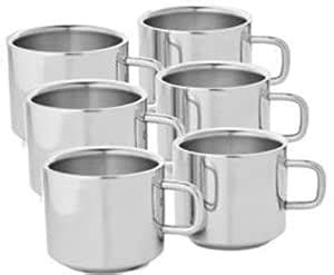 Buy Bosky Stainless Steel Mug, 150 ml, Set Of 6, Grey Online at Low ...