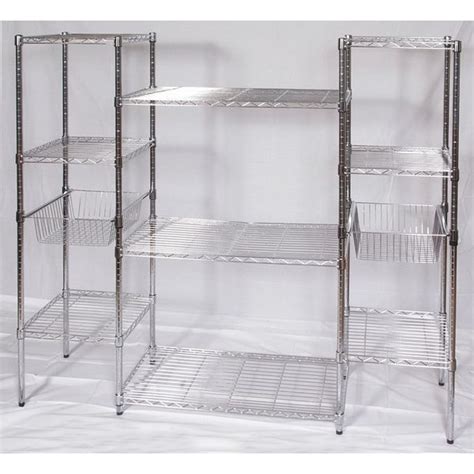 Zoro Select Wire Shelving Unit, 18"D x 68"W x 63"H, 9 Shelves, Chrome ...