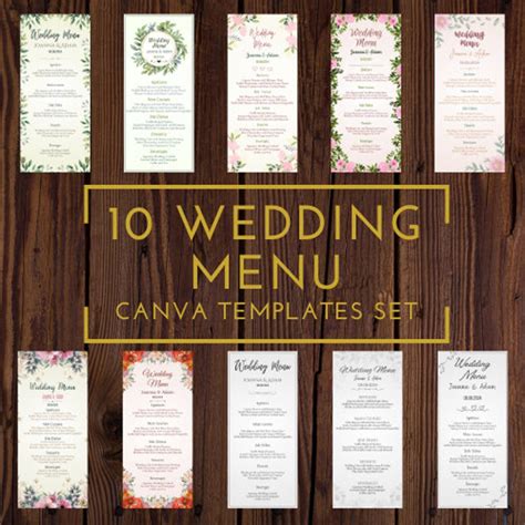 Elegant Wedding Menu Template Bundle Set of 10 Designs - Etsy