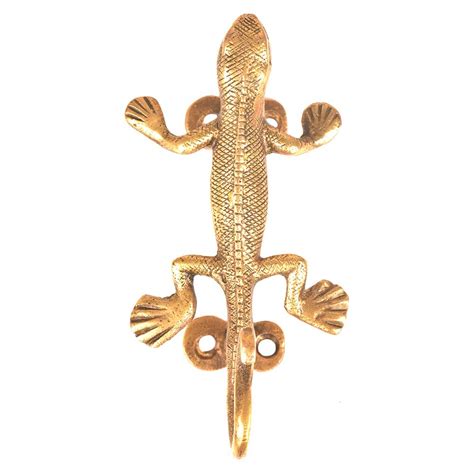 Brass Lizard Door Handle and Wall Hook