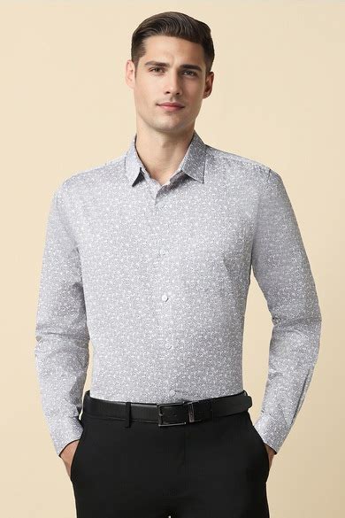 Buy Men Grey Slim Fit Print Full Sleeves Formal Shirts Online ...