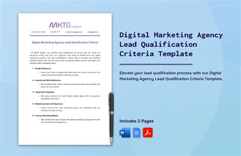 Digital Marketing Agency Lead Qualification Criteria Template in Word ...
