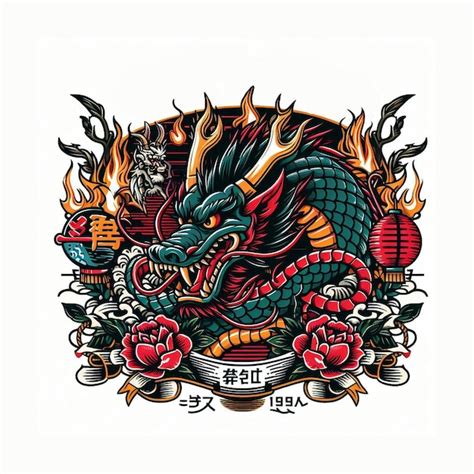 Vector illustration of dragon for tshirt | Premium AI-generated image