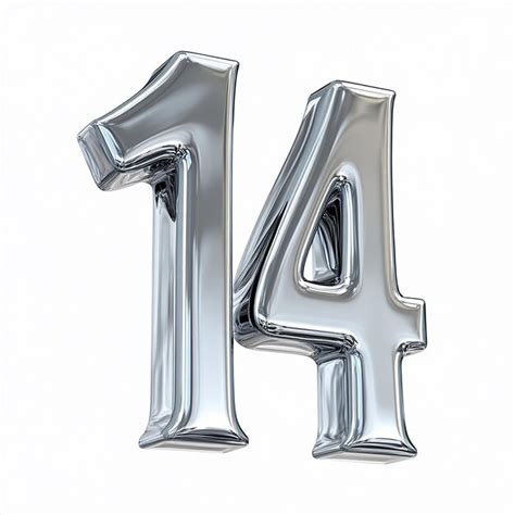 3d silver number 14 isolated on white background | Premium AI-generated ...