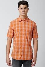 Buy Men Orange Check Half Sleeves Casual Shirt Online - 577401 | Peter ...