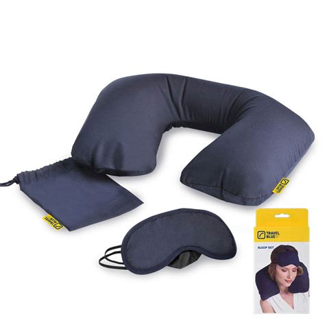 Buy Travel Blue Inflatable Travel Pillow And Eyemask Sleep Set Blue Online