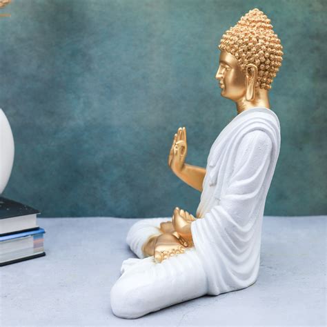 The Advitya | Polystone White Buddha Statue