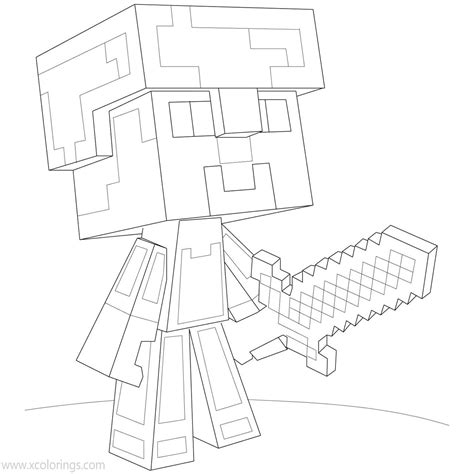Steve Coloring Pages Minecraft Steve Drawing At Getdrawings ...