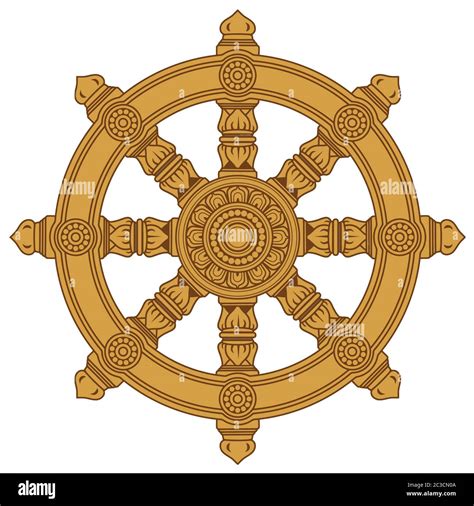 chakra buddhism wheel of dharma holy wooden illustration Stock Photo ...