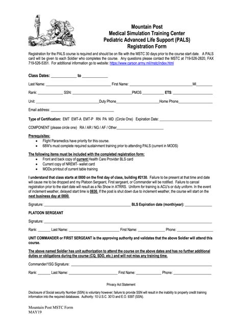 Fillable Online Mountain Post Medical Simulation Training Center ...