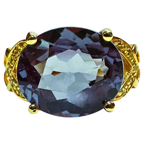 New 15.75 Carat Sunset Sapphire and Diamond Cut Sapp 24K Y Gold PL Sterling Ring For Sale at 1stDibs