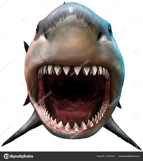 Great White Shark Mouth Open Side View