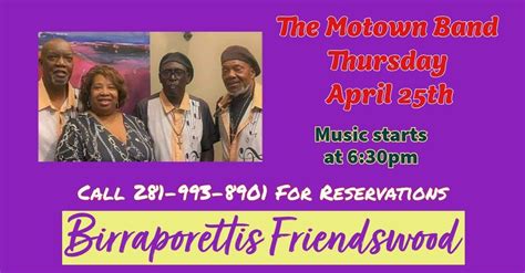 The Motown Band at Birraporettis, 400 West Parkwood Suite 100 ...