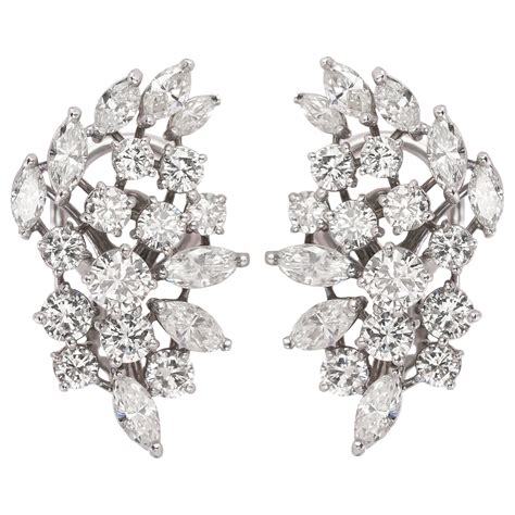 9.28 Carat Cushion Ceylon Sapphire Diamond Platinum Cluster Earrings at ...