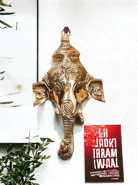 Buy Blissful Decor Presents Lord Ganesh Face Wall Hanging Brass ...
