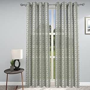 Buy GM Luxury Home Decor Stripes & Floral Embroidered Door Sheer ...