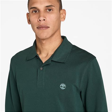 Millers River Long-Sleeve Pique Polo for Men in Dark Green