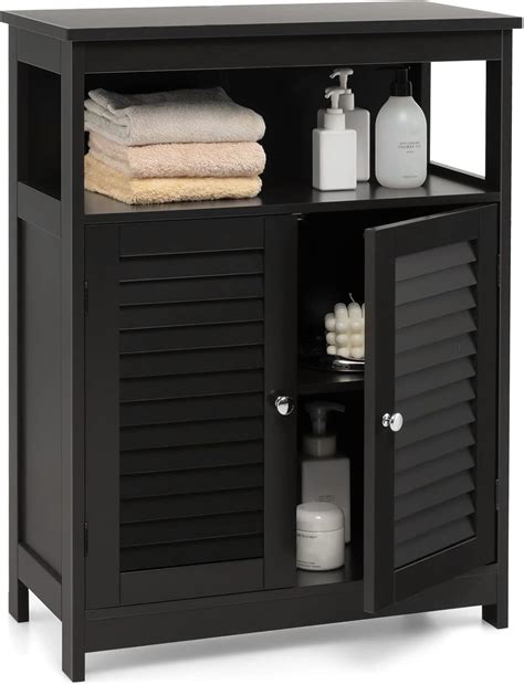 Giantex Bathroom Floor Cabinet, Wooden Storage Cabinet with Double ...