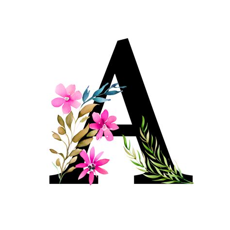 Free Transparent Floral Alphabet Illustration letter A - PNG Basket