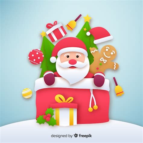 Santa claus celebration background paper style | Free Vector