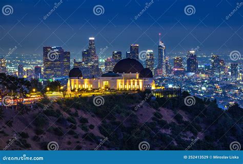 Griffith Observatory and Los Angeles Skyline at Night Stock Image ...