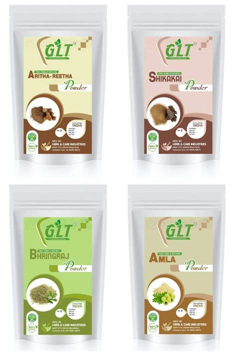 G.L.T. Amla, Aritha, Shikakai, Bhringraj Powder For Hair (Pack of 4 ...