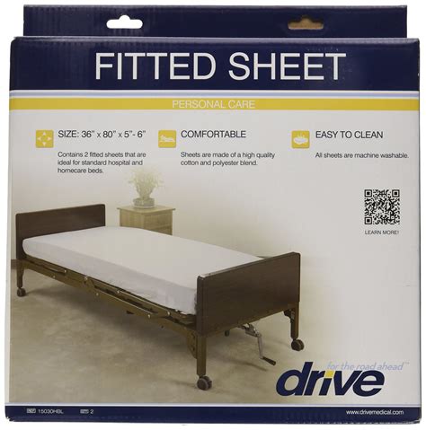 Drive Medical 15030HBL Hospital Bed Fitted Sheets, White, 36" x 80" x 5 ...