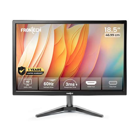 FRONTECH 18.5-inch (46.99cm), LED, HD 1366x768, 60Hz, Black, HDMI & VGA ...