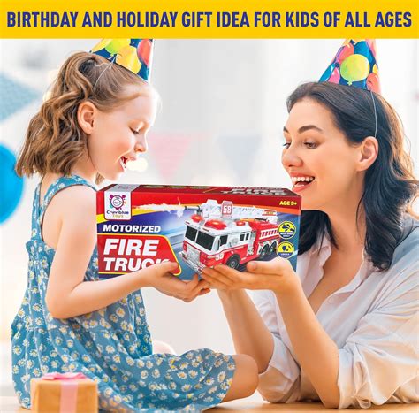 Buy Motorized Fire Truck Toy for Kids - Big Red Fire Engine Truck with ...