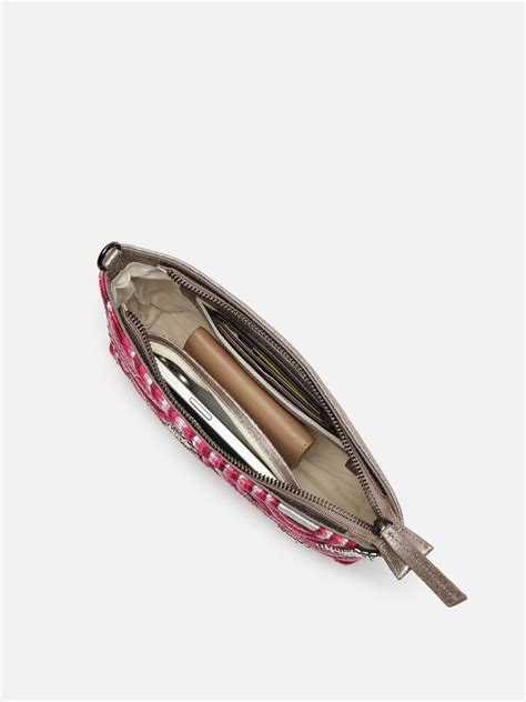 Pink Beaded Leather Handheld Bag | IRTH by House of Titan