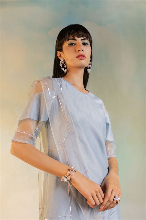 Sequin Kurta With Organza Trims (Dupatta Optional) RTS – charkhee