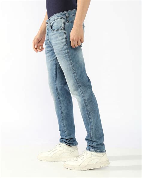 Albert Slim Fit Mid Rise Heavy Wash Light Blue Jeans