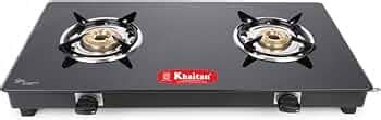 Khaitan 2 Burner Premium Black Toughened Glass LPG Gas Cooktop, Manual ...