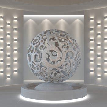 新中式镂空球形祥云大堂雕塑- 建E网3D模型下载网