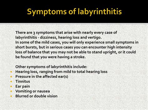 PPT - Labyrinthitis: Causes, Symptoms, Daignosis, Prevention and Treatment PowerPoint ...