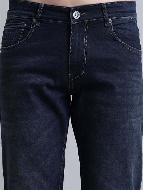 Men's Straight fit Light Fade Dark Blue Jeans – Cantabil