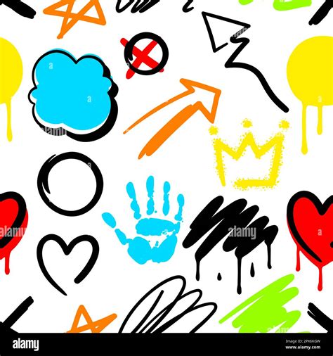 Pattern with graffiti symbols. Cartoon abstract grunge creative image ...